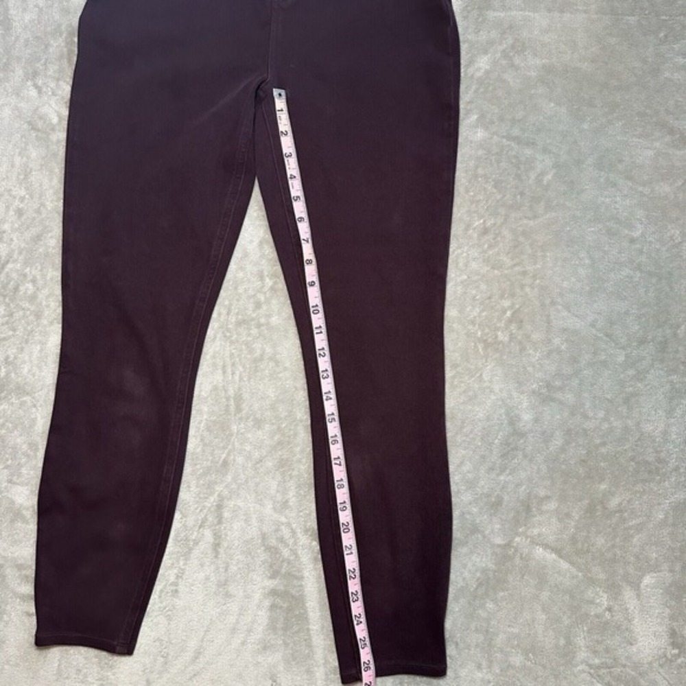Spanx Jean-ish Leggings Women Size L Crop Ankle Twill Burgundy Slimming Seamless - Picture 6 of 13